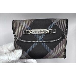 Burberry Blue Label Wallet Plaid‎ Snap Closure Chain Accent